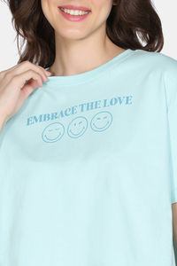 Zivame 2 Mile Fashion Knit Cotton Loungewear Set - Pastel Blue — thumbnail 6